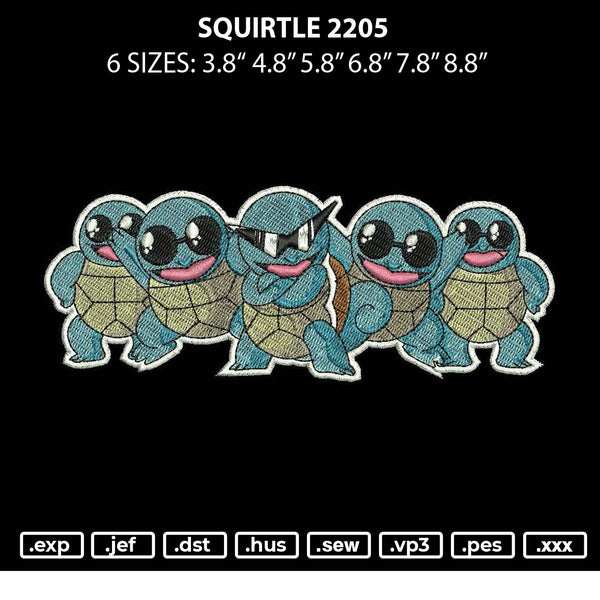 Squirtle 2205 Embroidery File 6 sizes