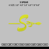 S Spear Embroidery File 6 sizes