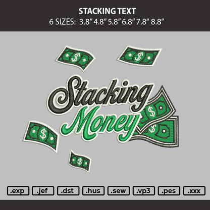 Stacking Text Embroidery Machine Design File 6 sizes