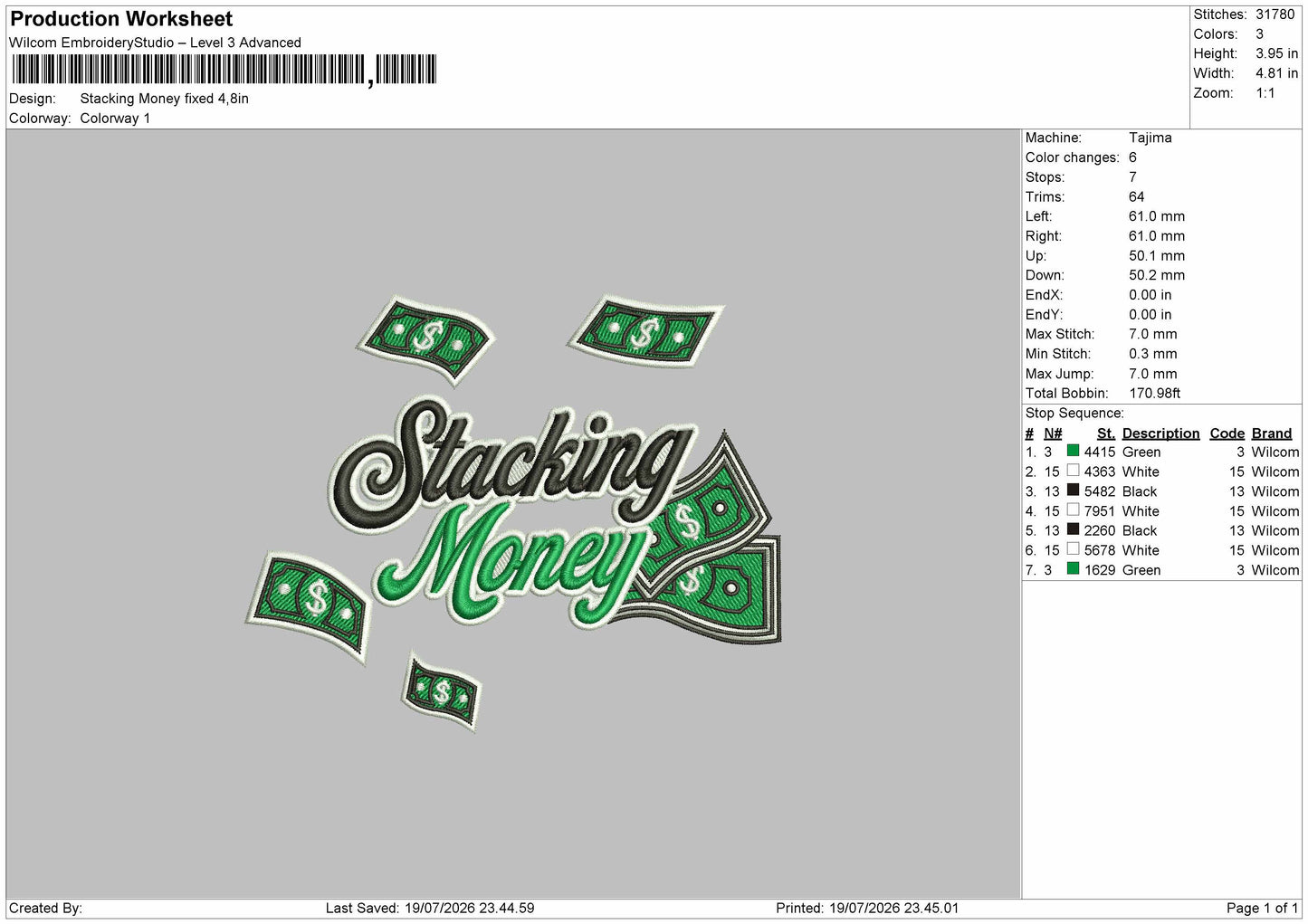 Stacking Text Embroidery Machine Design File 6 sizes