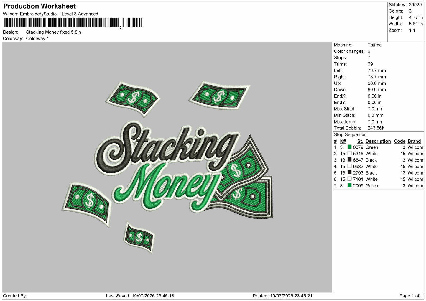 Stacking Text Embroidery Machine Design File 6 sizes