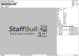 Staffbull Text Embroidery File 6 sizes