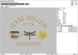 Stars Hollow Connecticut  Embroidery Design File