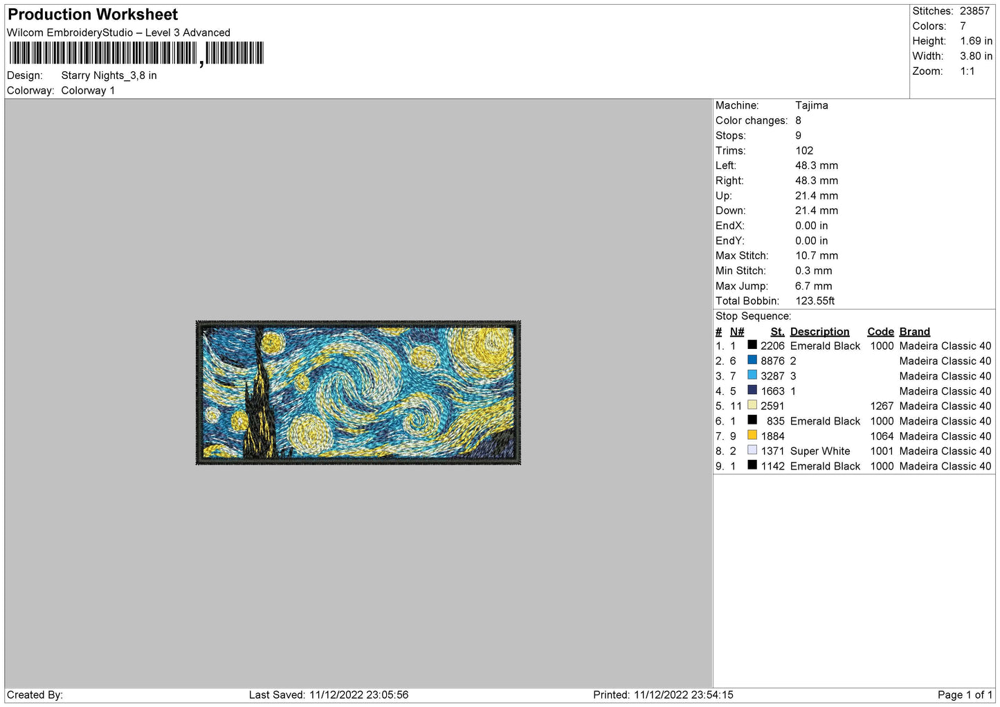 Starry N Embroidery File 6 sizes