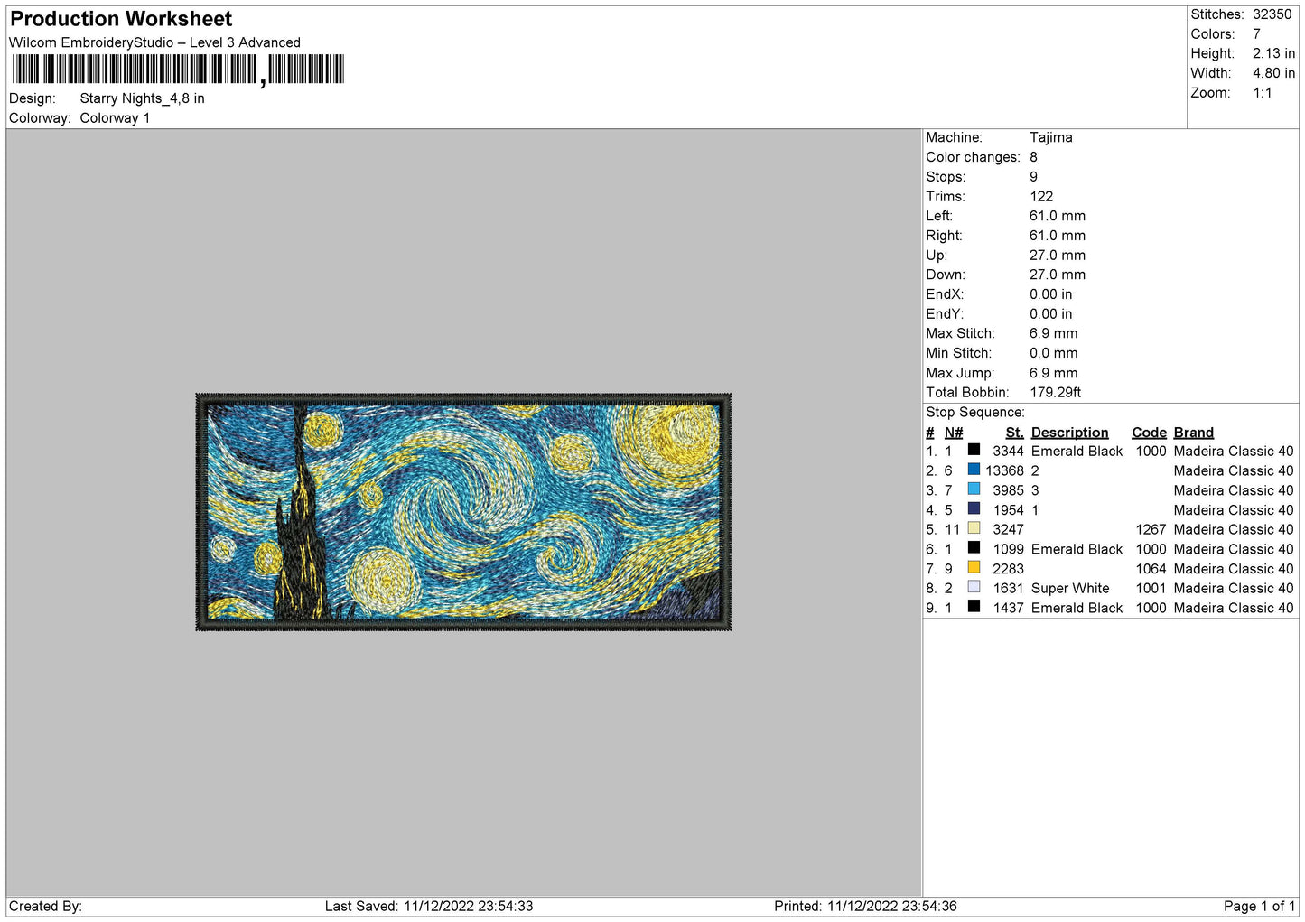 Starry N Embroidery File 6 sizes