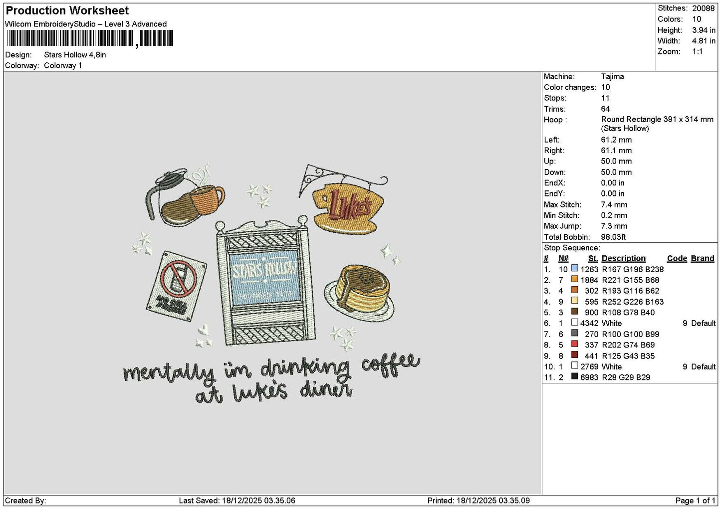 Starstext 1812 Embroidery File 6 sizes