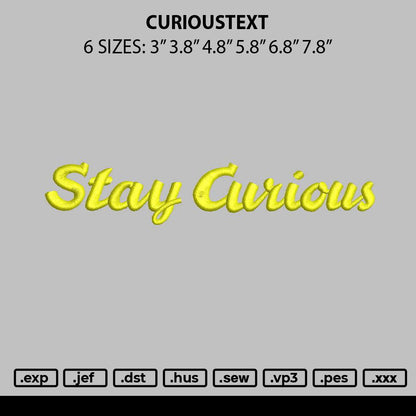 Curioustext Embroidery File 6 sizes