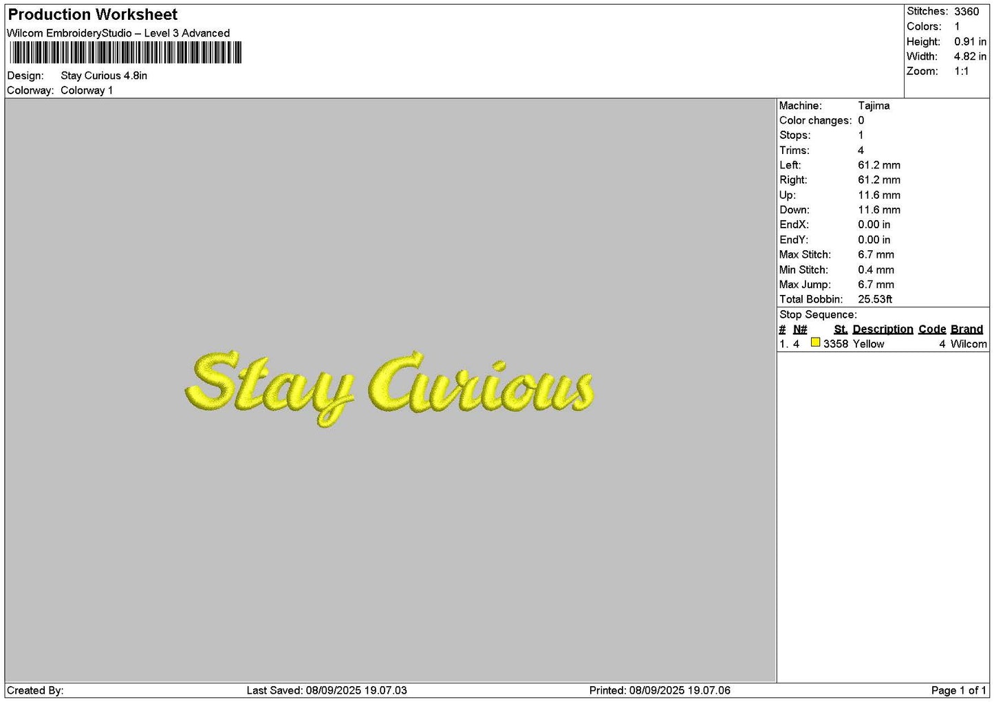 Curioustext Embroidery File 6 sizes