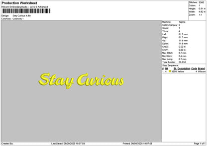 Curioustext Embroidery File 6 sizes