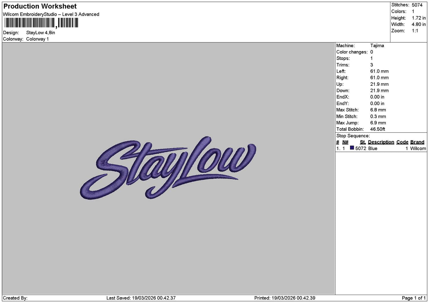 Staylowtext Embroidery File 6 sizes
