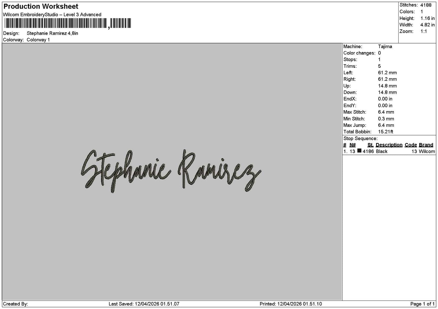 Stephanietext Embroidery File 6 sizes