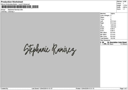 Stephanietext Embroidery File 6 sizes