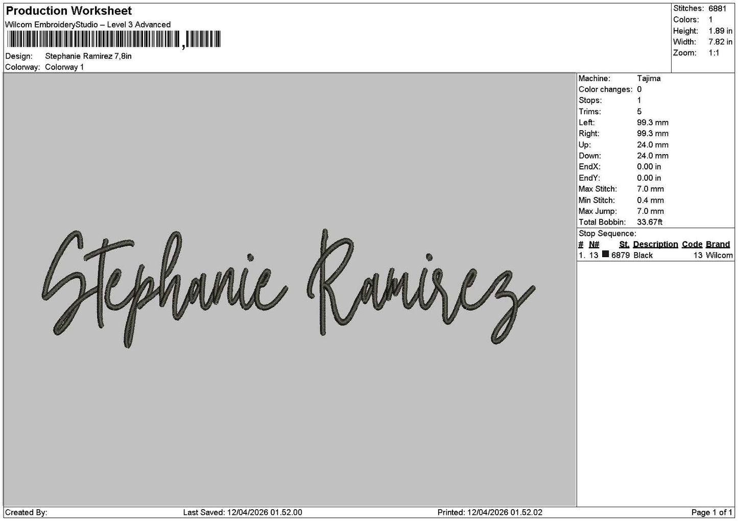 Stephanietext Embroidery File 6 sizes