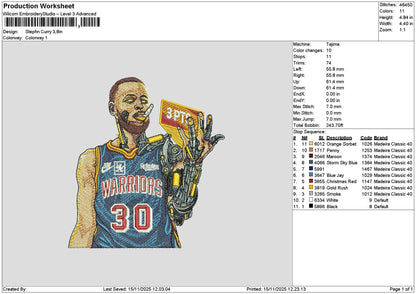 Player 30 Embroidery File 6 sizes