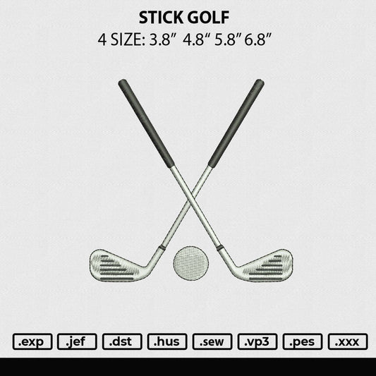 Stick Golf Embroidery File 4 size