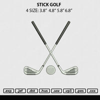 Stick Golf Embroidery File 4 size