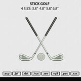 Stick Golf Embroidery File 4 size