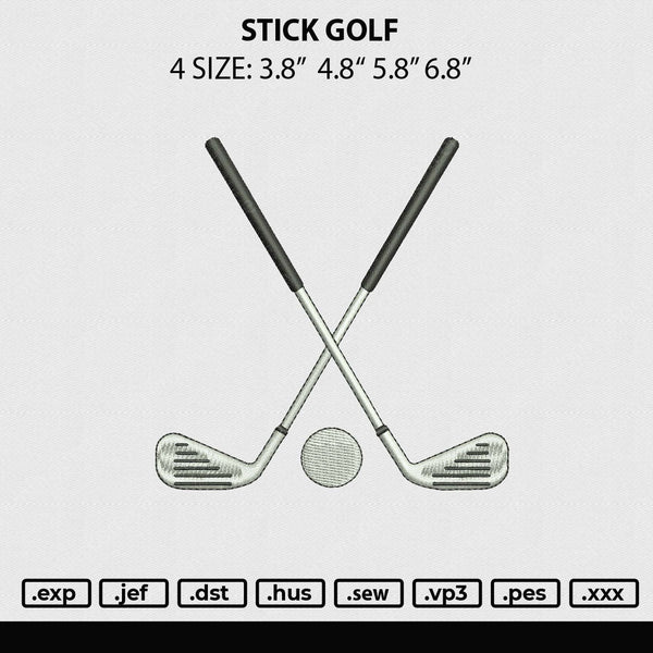 Stick Golf Embroidery File 4 size
