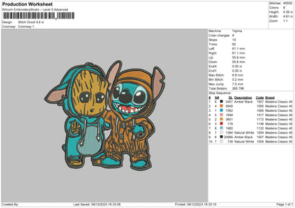 Stitch Groot Embroidery File 6 sizes