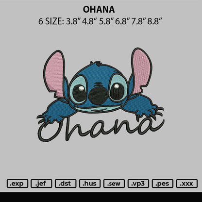 Ohana Embroidery File 6 sizes