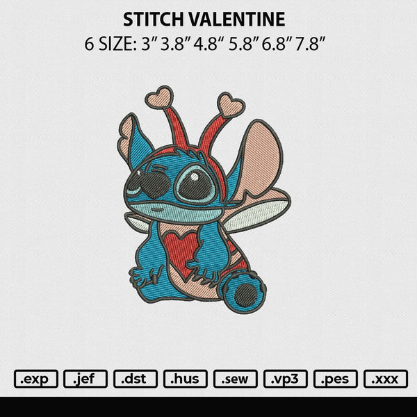 Stitch Valentine Embroidery File 6 sizes