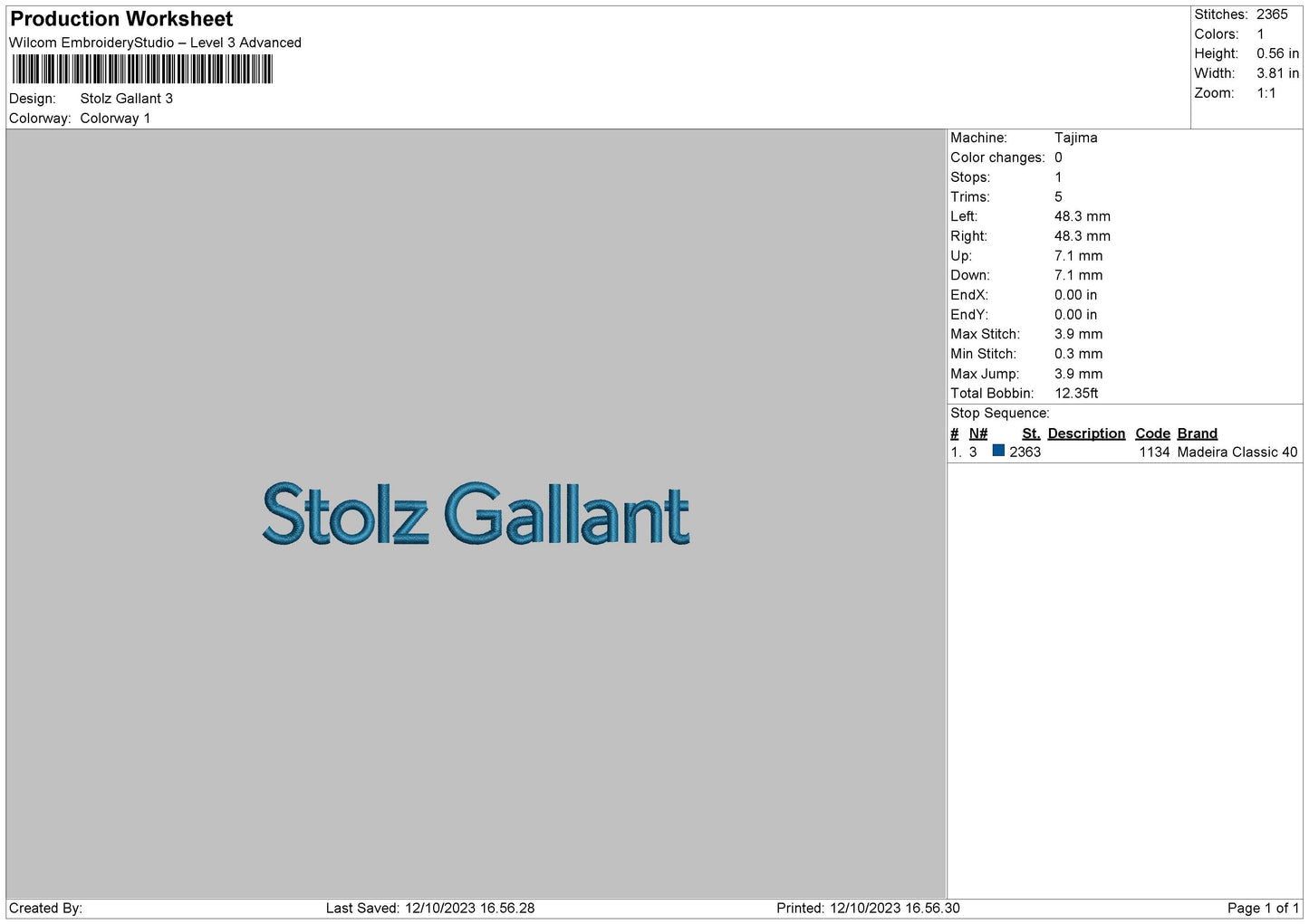 Stolz G Bold Embroidery File 6 sizes