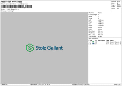 Stolz G Embroidery File 6 sizes