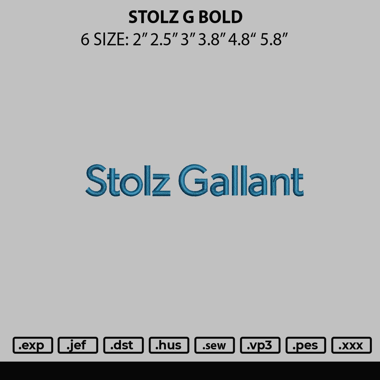 Stolz G Bold Embroidery File 6 sizes
