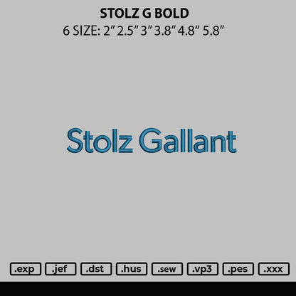 Stolz G Bold Embroidery File 6 sizes