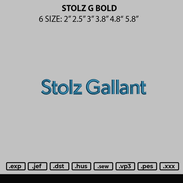 Stolz G Bold Embroidery File 6 sizes