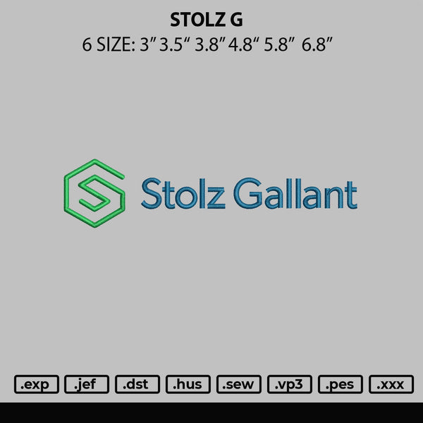 Stolz G Embroidery File 6 sizes