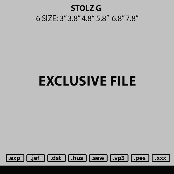 Stolz G Embroidery File 6 sizes