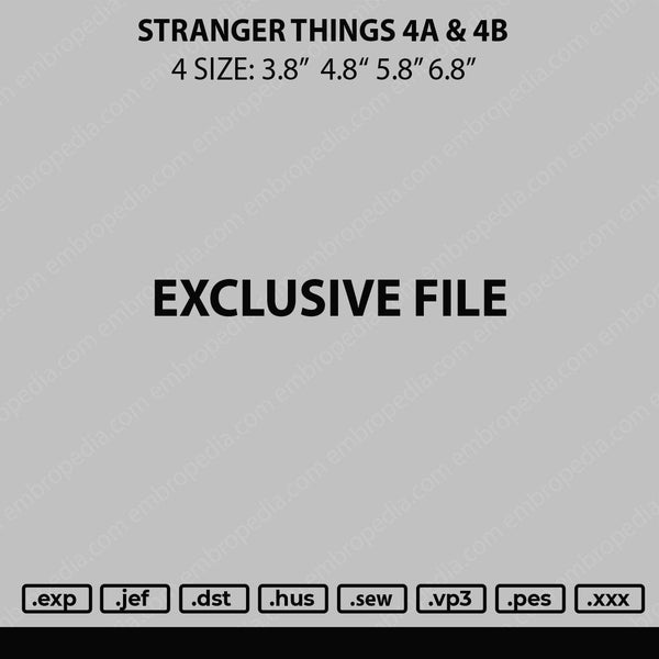 Stranger Things 4a & 4b Embroidery File 4 sizes