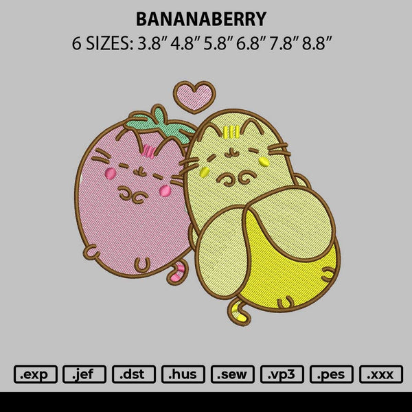 Bananaberry Embroidery File 6 sizes