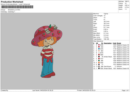 Strawberry V2 Embroidery File 6 sizes