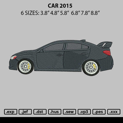 Car 2015 Embroidery File 6 sizes