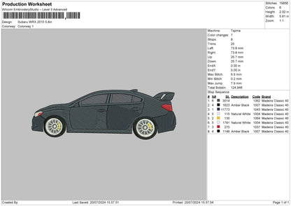 Car 2015 Embroidery File 6 sizes