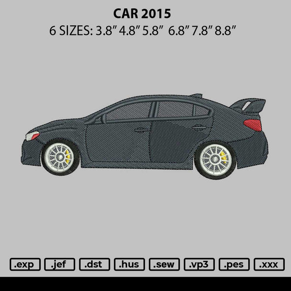 Car 2015 Embroidery File 6 sizes