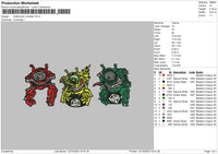 Three Monsters Embroidery File 6 sizes