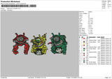 Three Monsters Embroidery File 6 sizes