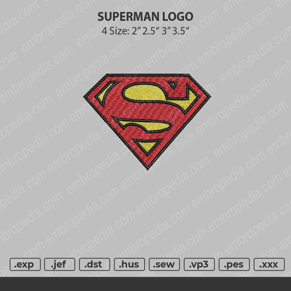 Superman Embroidery File 4 size
