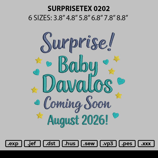 Surprisetext 0202 Embroidery File 6 sizes