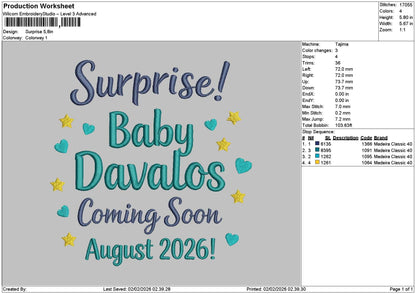 Surprisetext 0202 Embroidery File 6 sizes