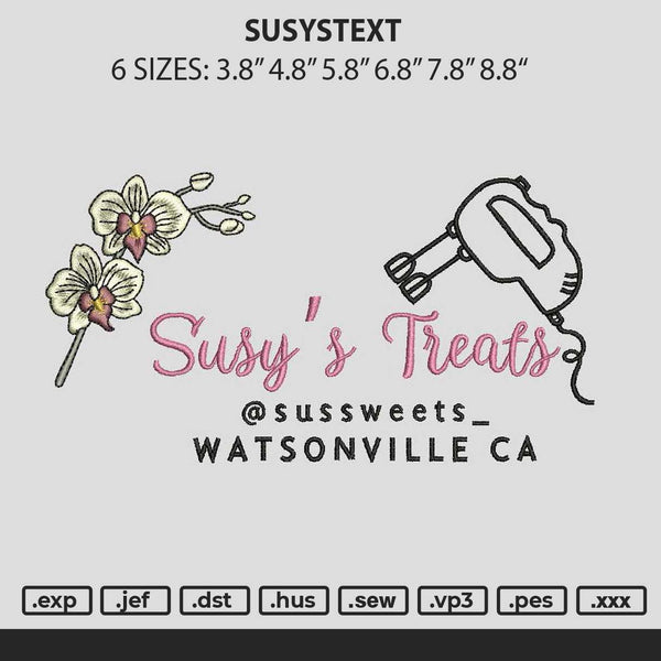 Susystext Embroidery File 6 sizes