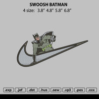 Swoosh Batman Embroidery File 4 size