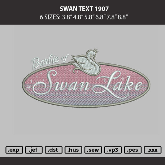 Swan Text 1907 Embroidery Machine Design File 6 sizes