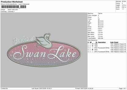 Swan Text 1907 Embroidery Machine Design File 6 sizes