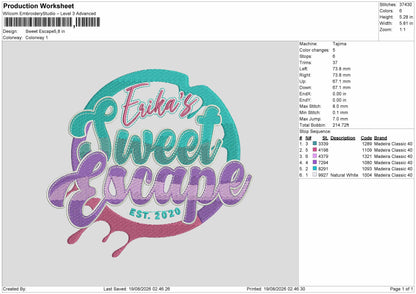 Sweet Text Embroidery Machine Design File 6 sizes