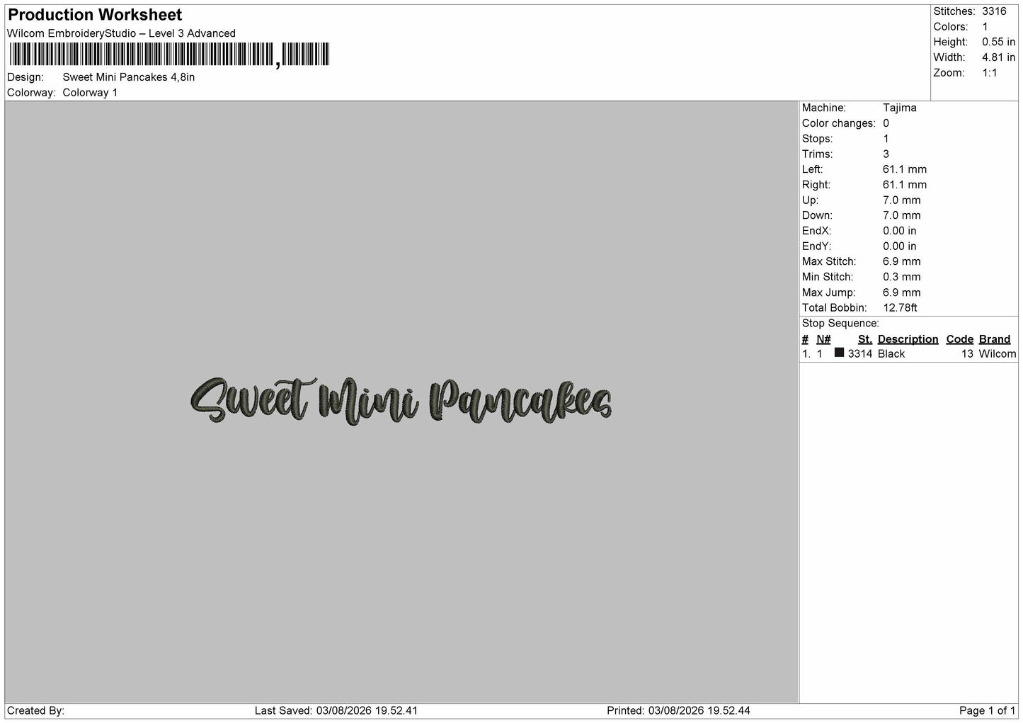 Sweet text 0308 Embroidery Machine Design File 6 sizes