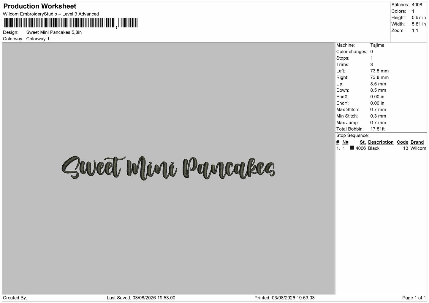 Sweet text 0308 Embroidery Machine Design File 6 sizes